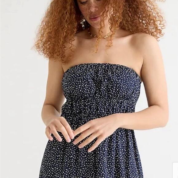 Classic J. Crew Tiered Maxi Dress with Convertible Straps in Navy Size: Medium - Picture 3 of 6